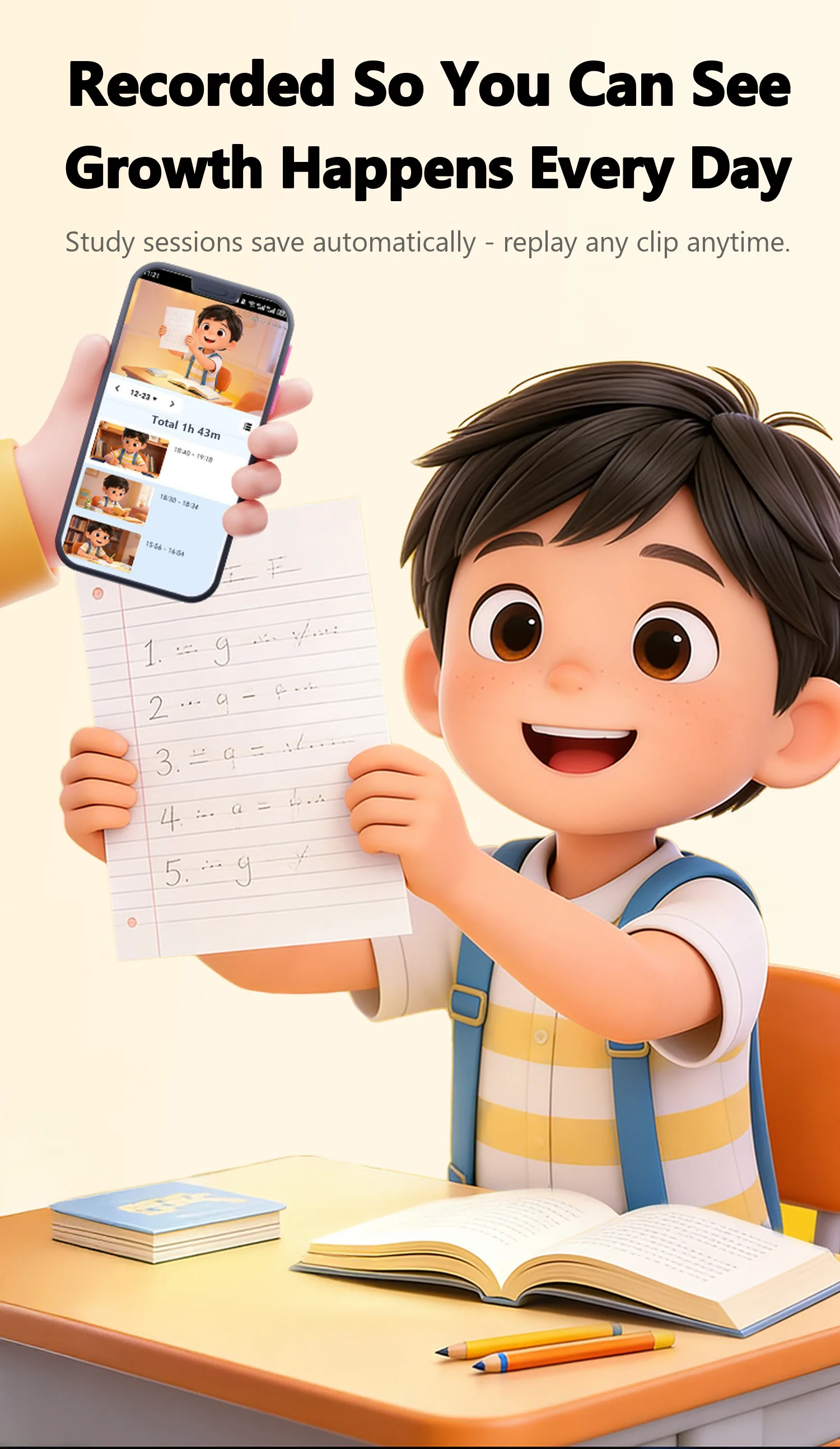 AB1-1 study sessions saved automatically and replayed in the app