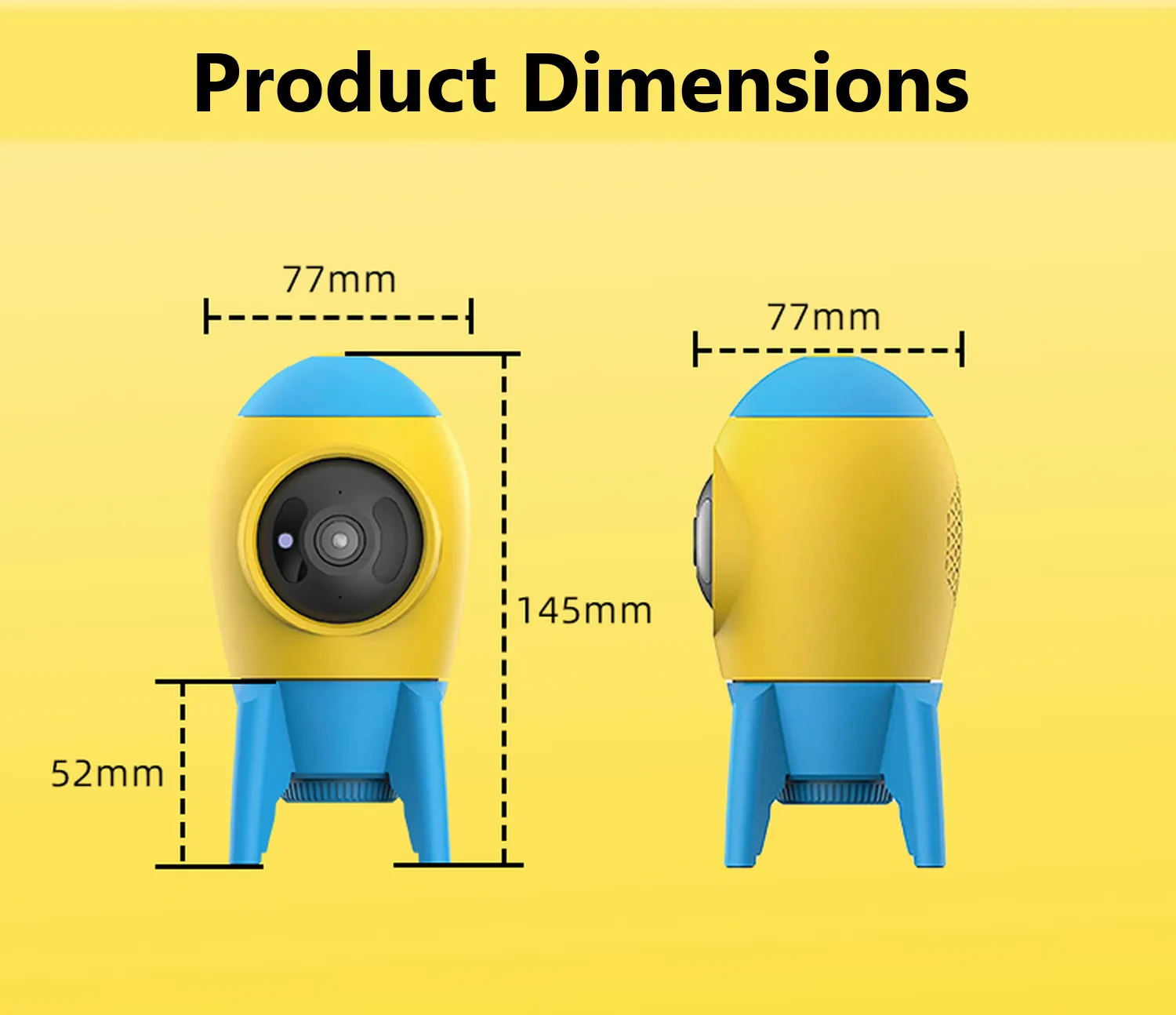 AB1-1 dimensions: 77 mm wide, 145 mm tall, 52 mm legs