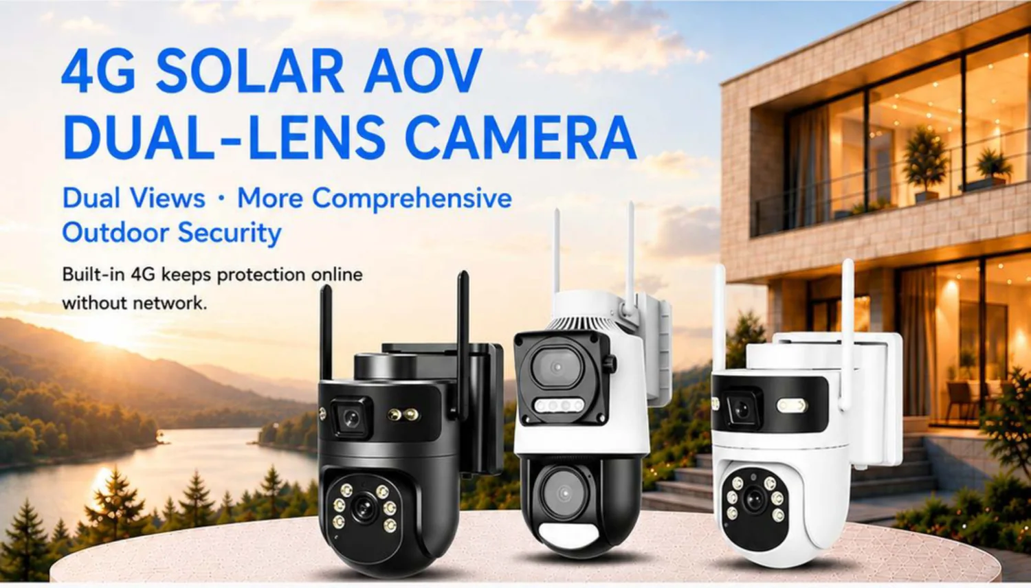 4G solar AOV dual-lens camera — product overview