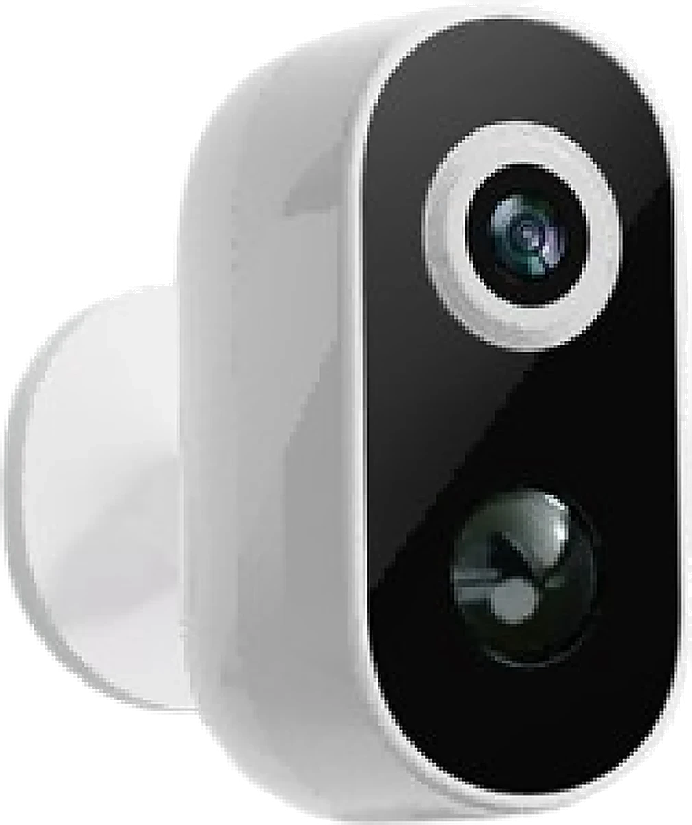 wire-free battery camera, studio white background, front view