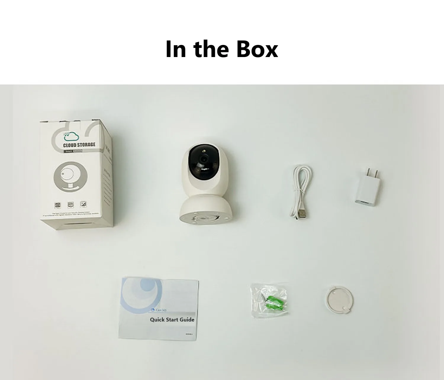 C19 what is in the box, camera, adapter, cable, quick start guide and mounting kit