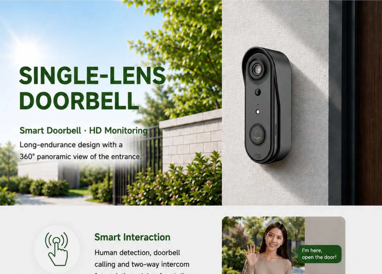 single-lens battery doorbell — product overview