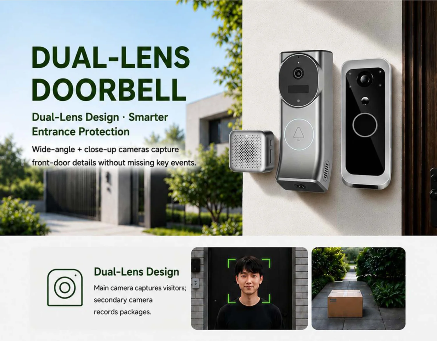 video doorbell with indoor chime — product overview