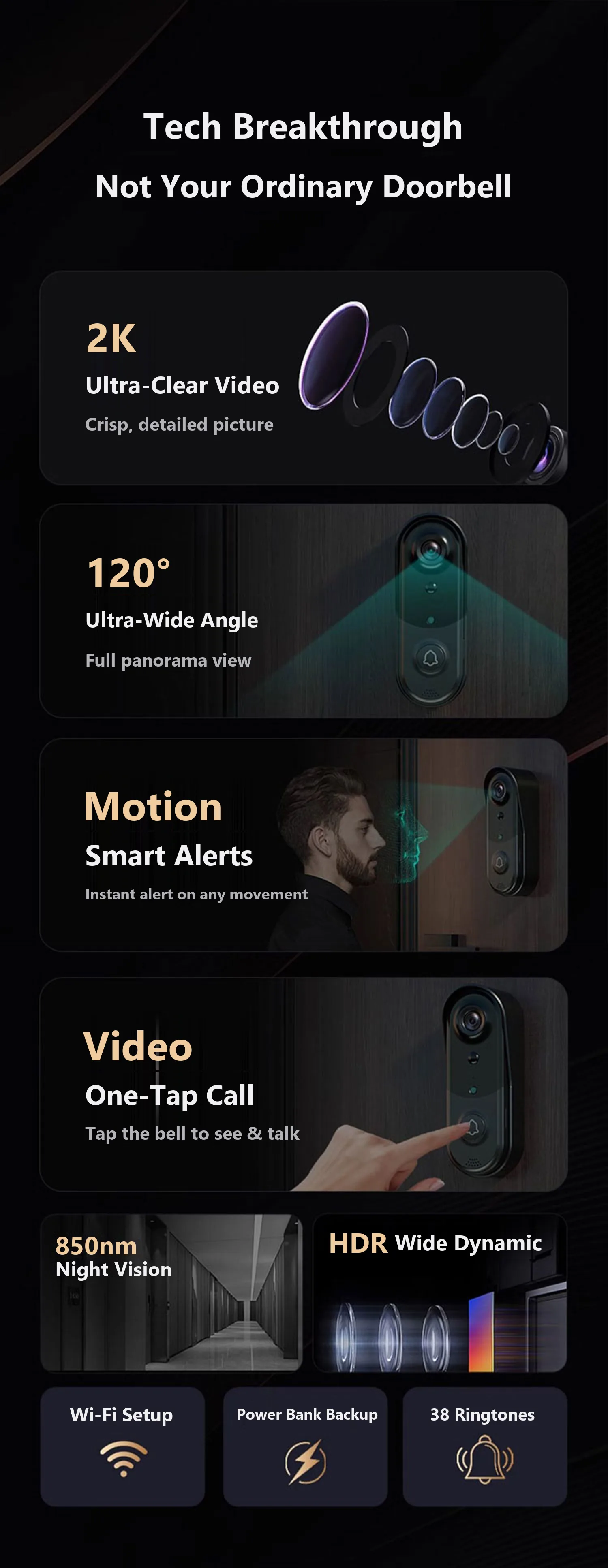 J1 video doorbell feature overview: HD video, wide angle, alerts, battery
