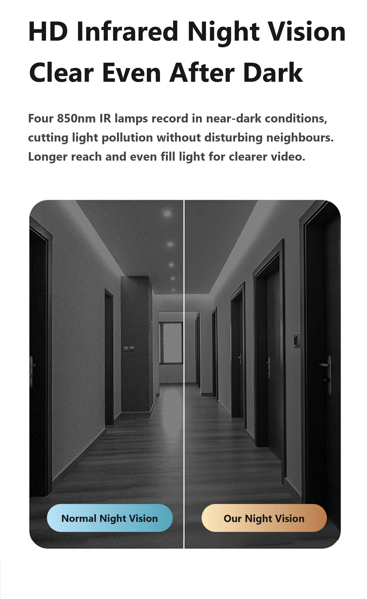 Infrared night vision on the J1 video doorbell