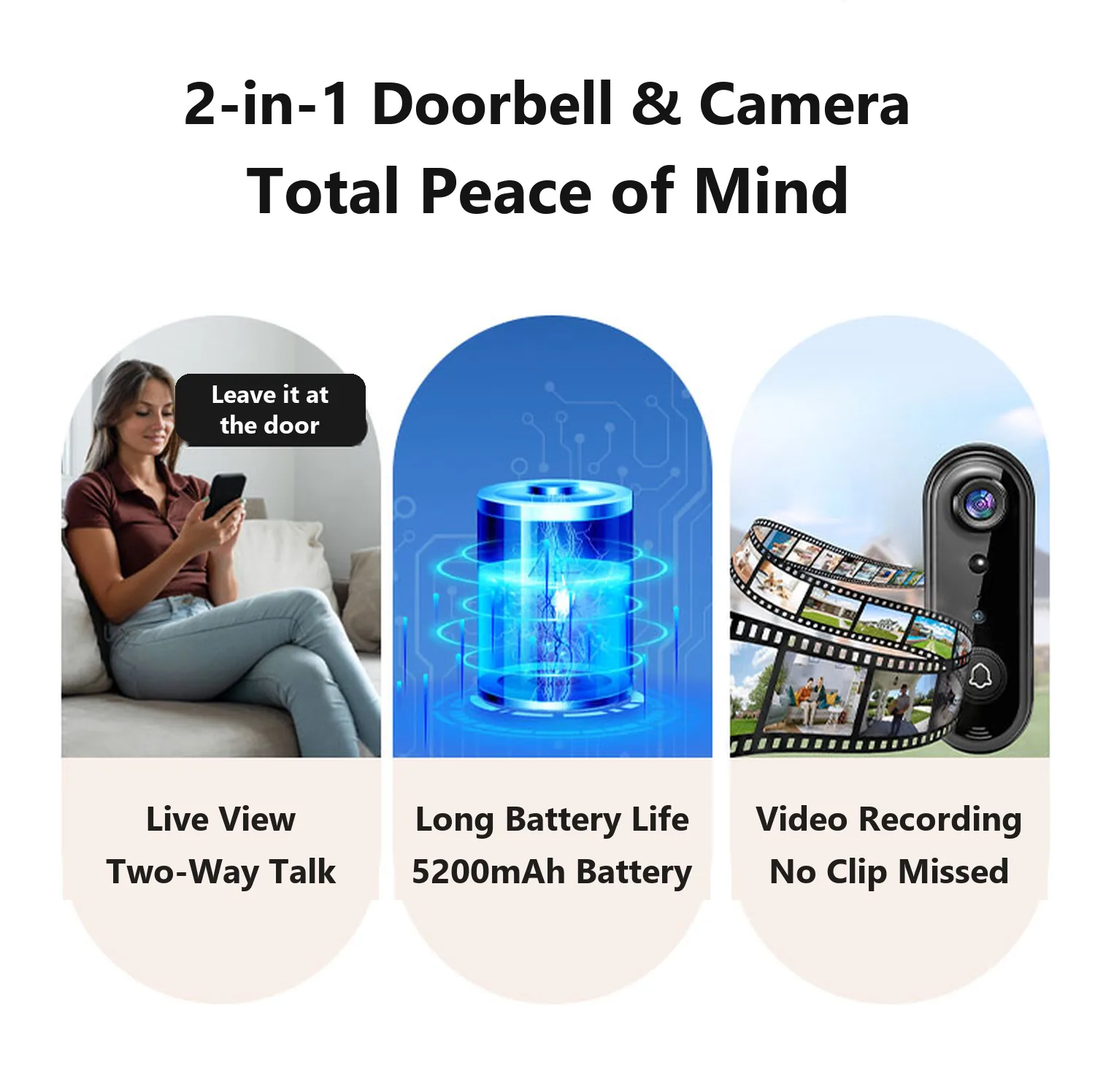 2-in-1 doorbell and camera, total peace of mind