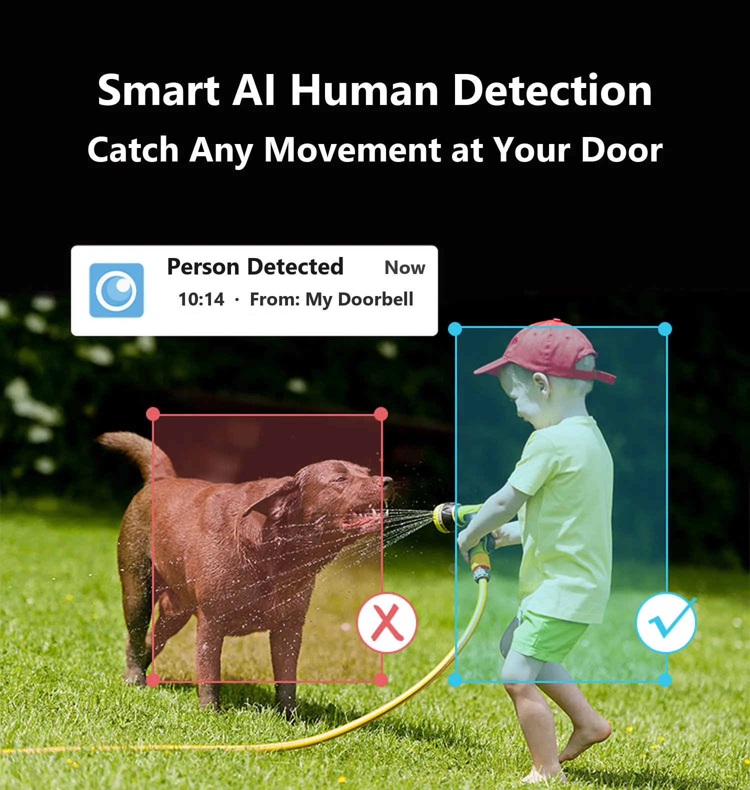 Smart AI human detection catches movement at the door