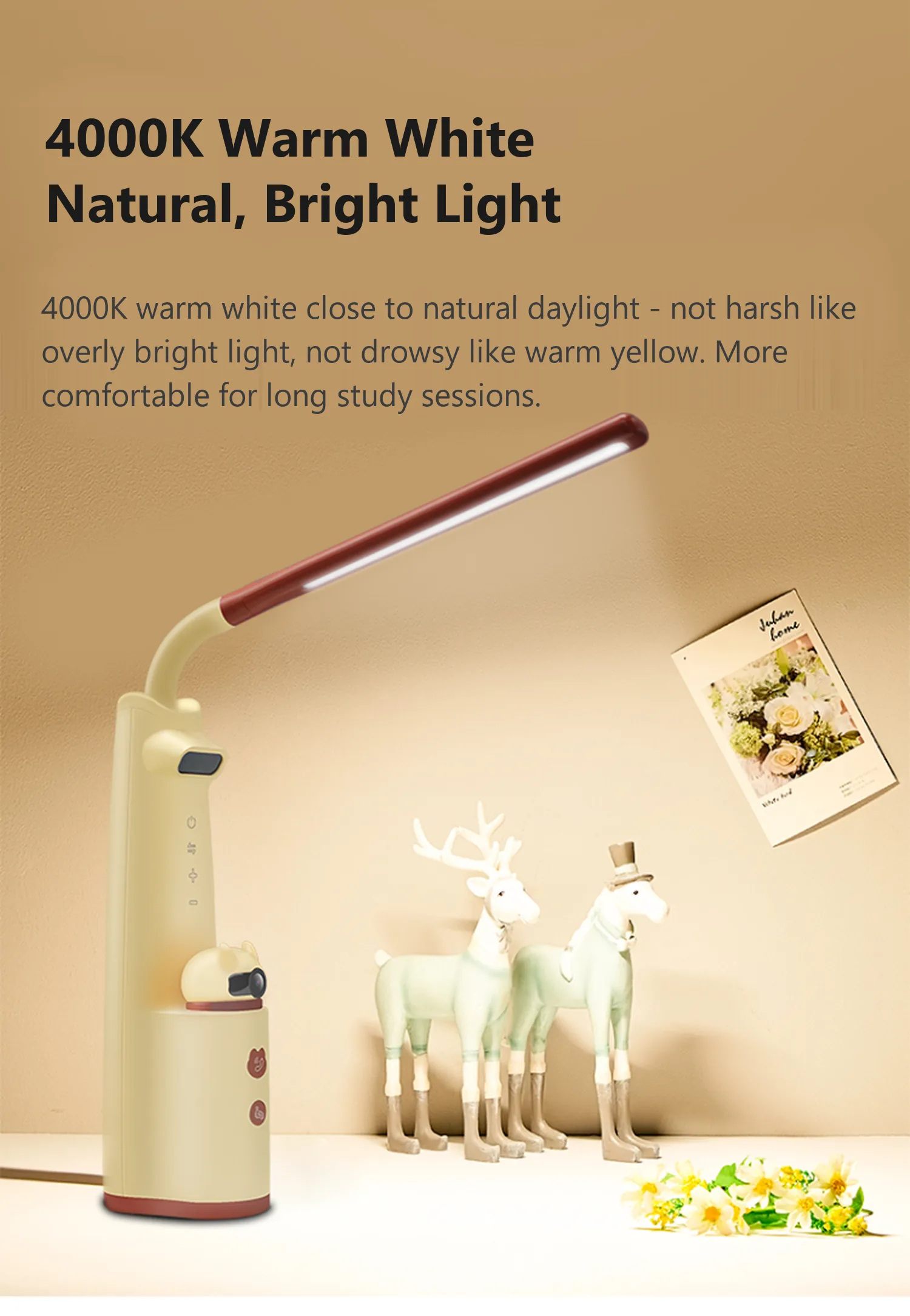 L1 4000 K warm white natural bright light for long study sessions