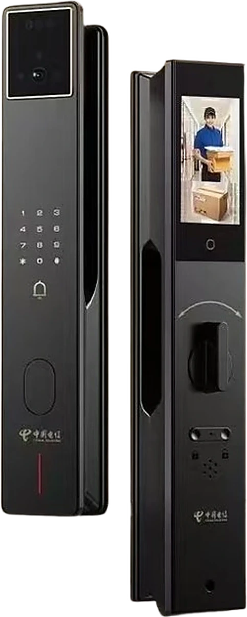 AI dual-camera fully automatic video lock, studio white background, front view