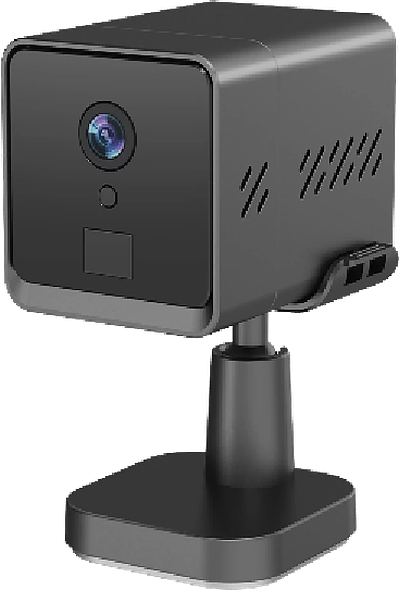 mini battery camera, studio white background, front view