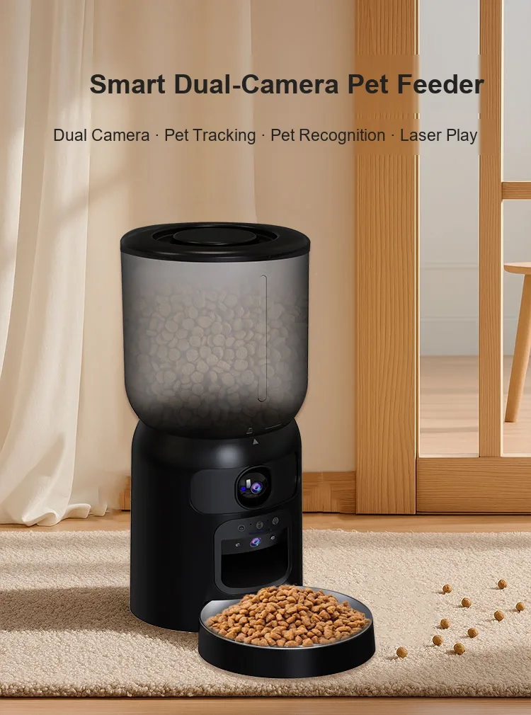 PF4 smart pet feeder with iOS and Android app control, feeding anytime anywhere