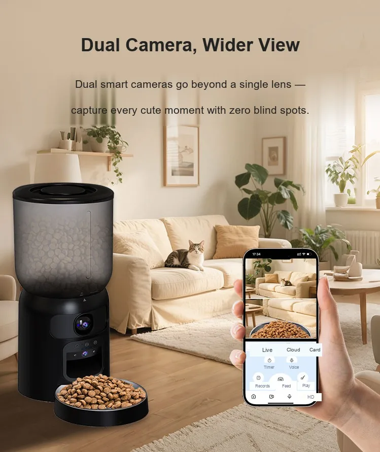 PF4 dual camera smart feeder with 3 MP live video and in-app camera view