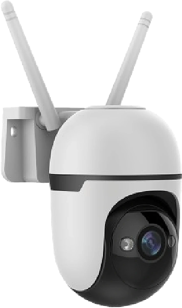 single-lens PTZ camera, studio white background, front view