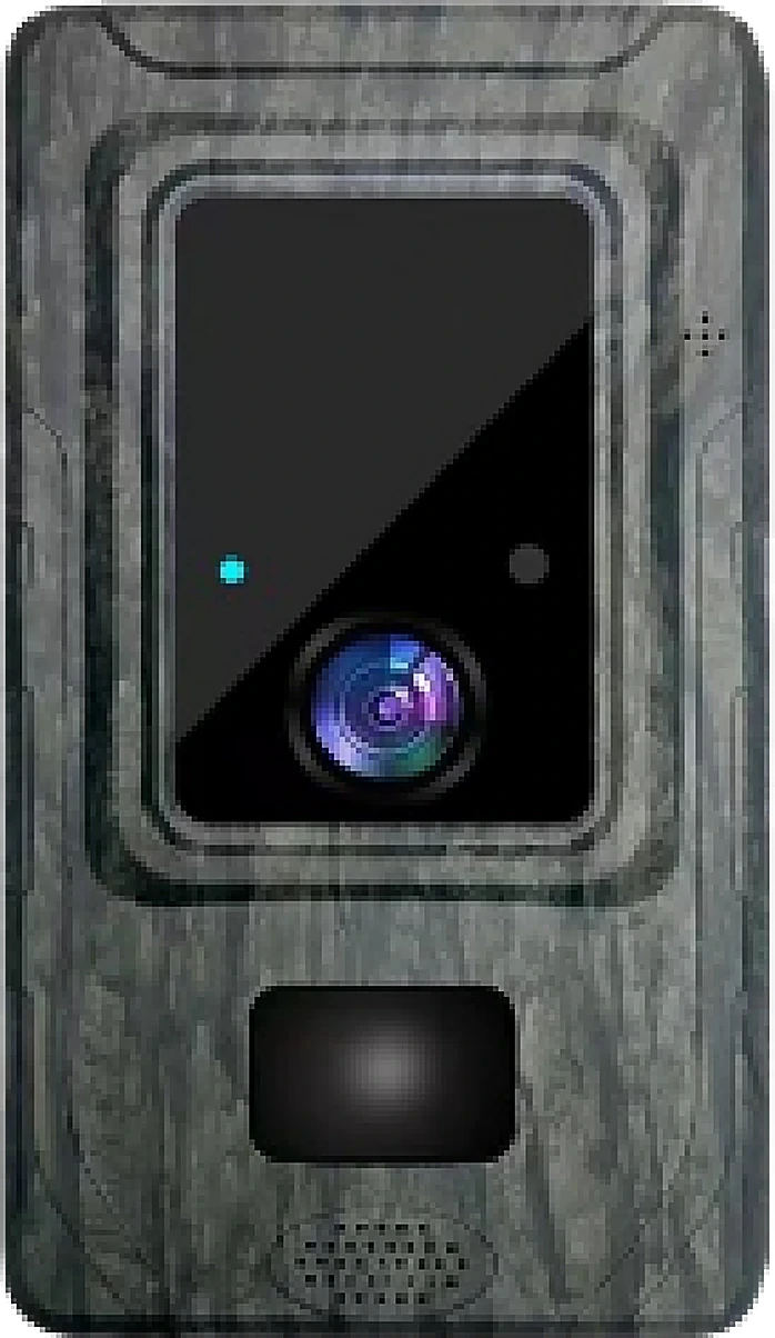 trail camera, studio white background, front view