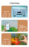 Three-step setup: power on, connect WiFi, watch birds