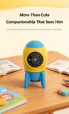 AB1-1 rocket-shaped study companion on a wooden desk with books