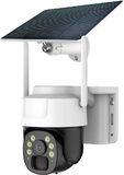 4G solar AOV single-lens camera, studio white background, front view