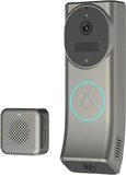 video doorbell with indoor chime, studio white background, front view
