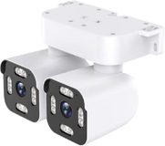 solar dual-lens dual-PTZ camera, studio white background, front view